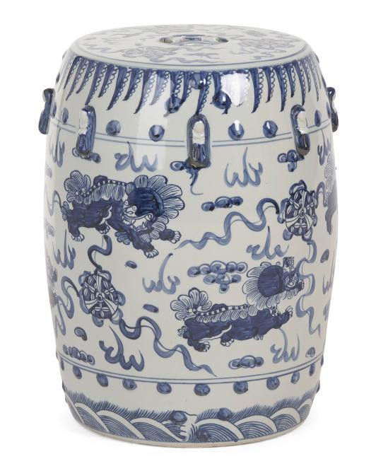 Porcelain Lion Motif Stool | TJ Maxx
