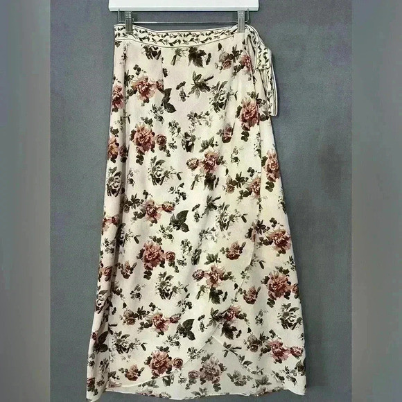Max Studio Blush Floral Wrap Skirt   SZ Large | Poshmark