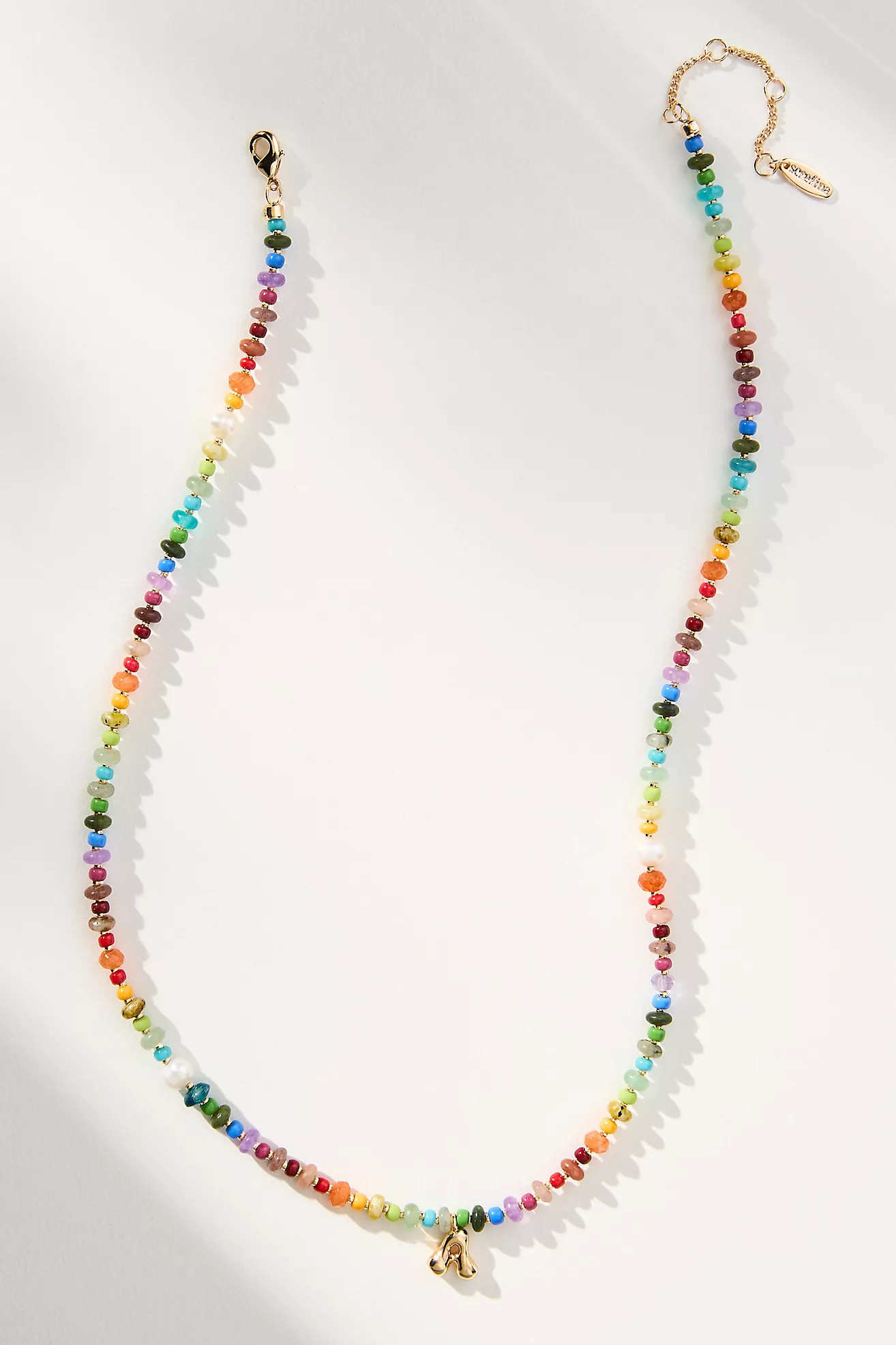 Beaded Mini Bubble Letter Monogram Necklace | Anthropologie (US)