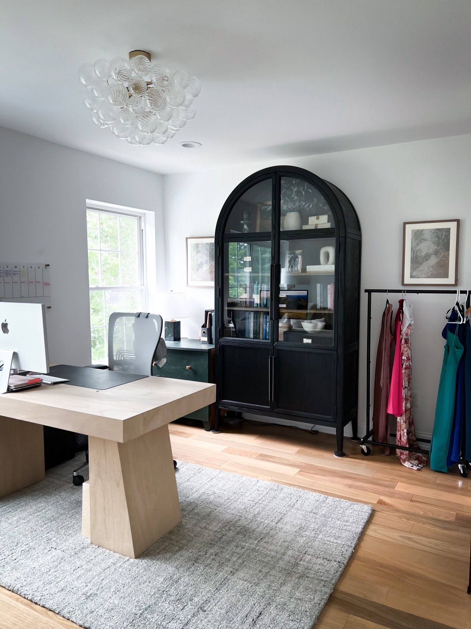 This is the setup that supports my day-to-day—from filming and editing to planning looks. I use the Amazon clothing rack to prep outfits and the Arhaus hutch to organize books, props, and equipment. I also added Target artwork and an olive tree from Walmart to soften the space and bring in texture.

#LTKHome #LTKOver40 #LTKStyleTip