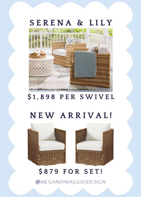 Wow!! Brand new Serena & Lily look for less for their best selling outdoor Pacifica swivel chair!! These are brand new & on sale when you order a set of 2!! 🤯🙌🏻🏃🏼‍♀️ snag this look for less for under $450 per swivel vs. S&L $1,898 for one on sale!

#LTKSeasonal #LTKsalealert #LTKhome