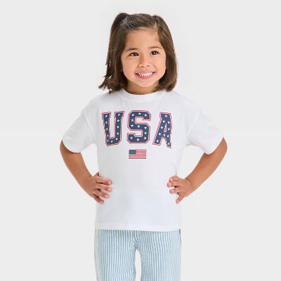 Toddler Girls Americana USA Graphic T-Shirt - Cat & Jack™ White | Target