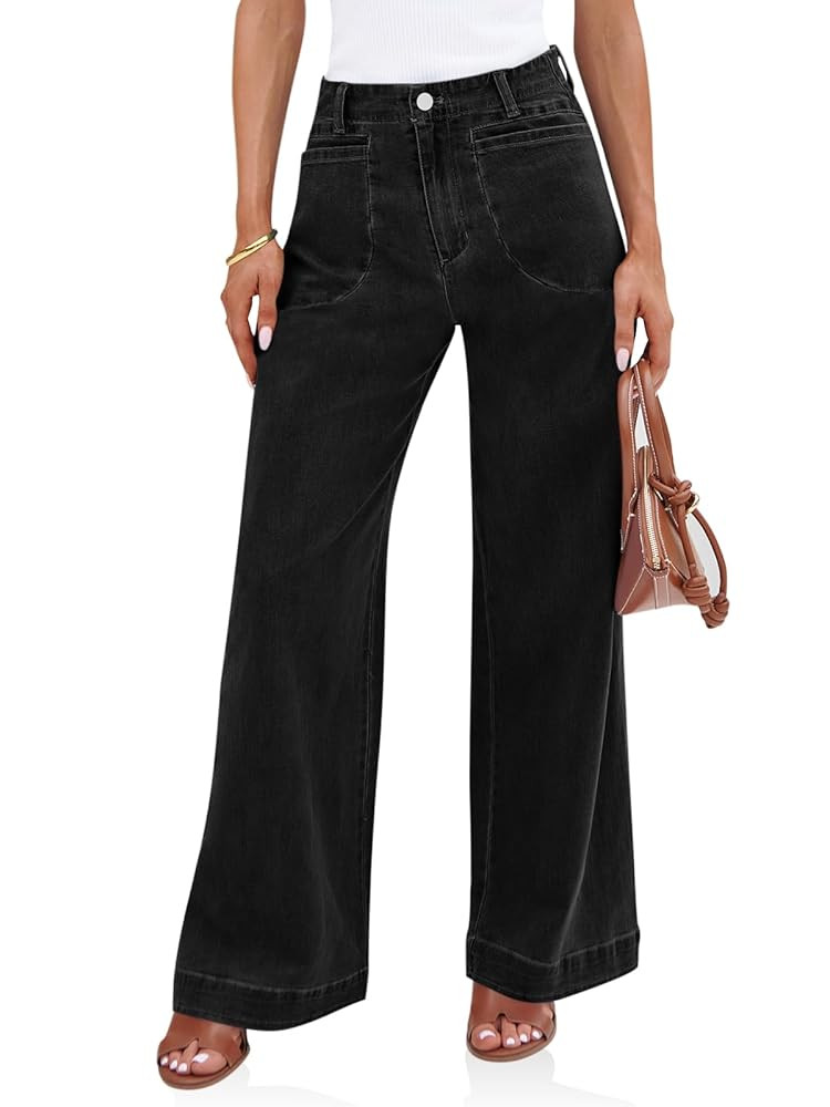 Cicy Bell Womens Wide Leg Jeans High Waisted Stretchy Baggy Loose Denim Casual Pants with Pockets | Amazon (US)