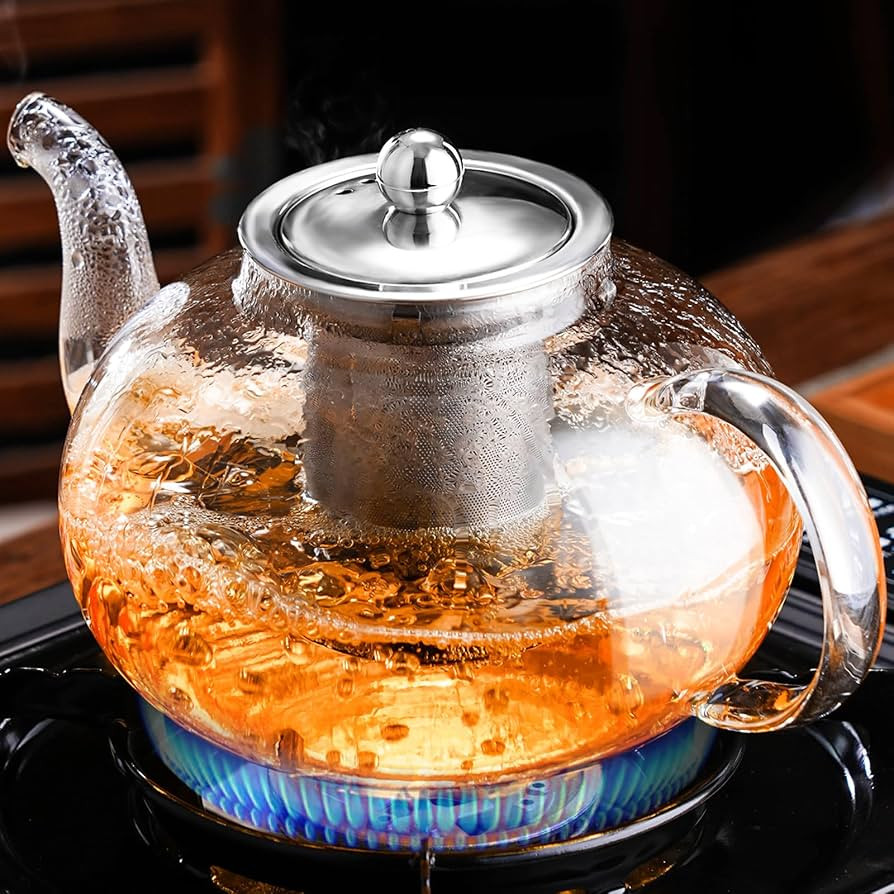 PARACITY Glass Teapot Stovetop 40 OZ/1200ml, Borosilicate Clear Tea Kettle with Removable 18/8 St... | Amazon (US)