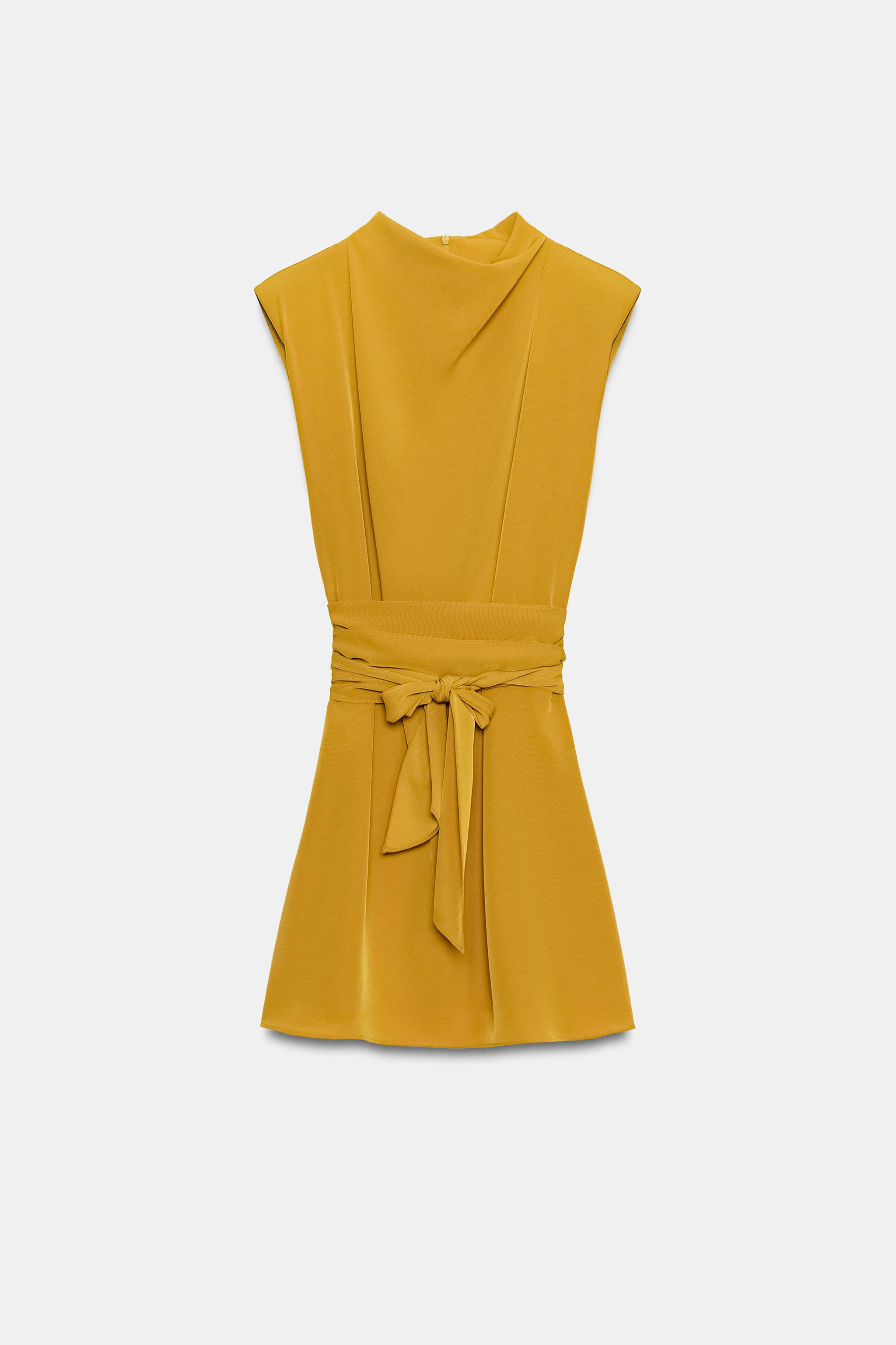 SHORT TIE DRESS WITH SHOULDER PADS | Zara US
