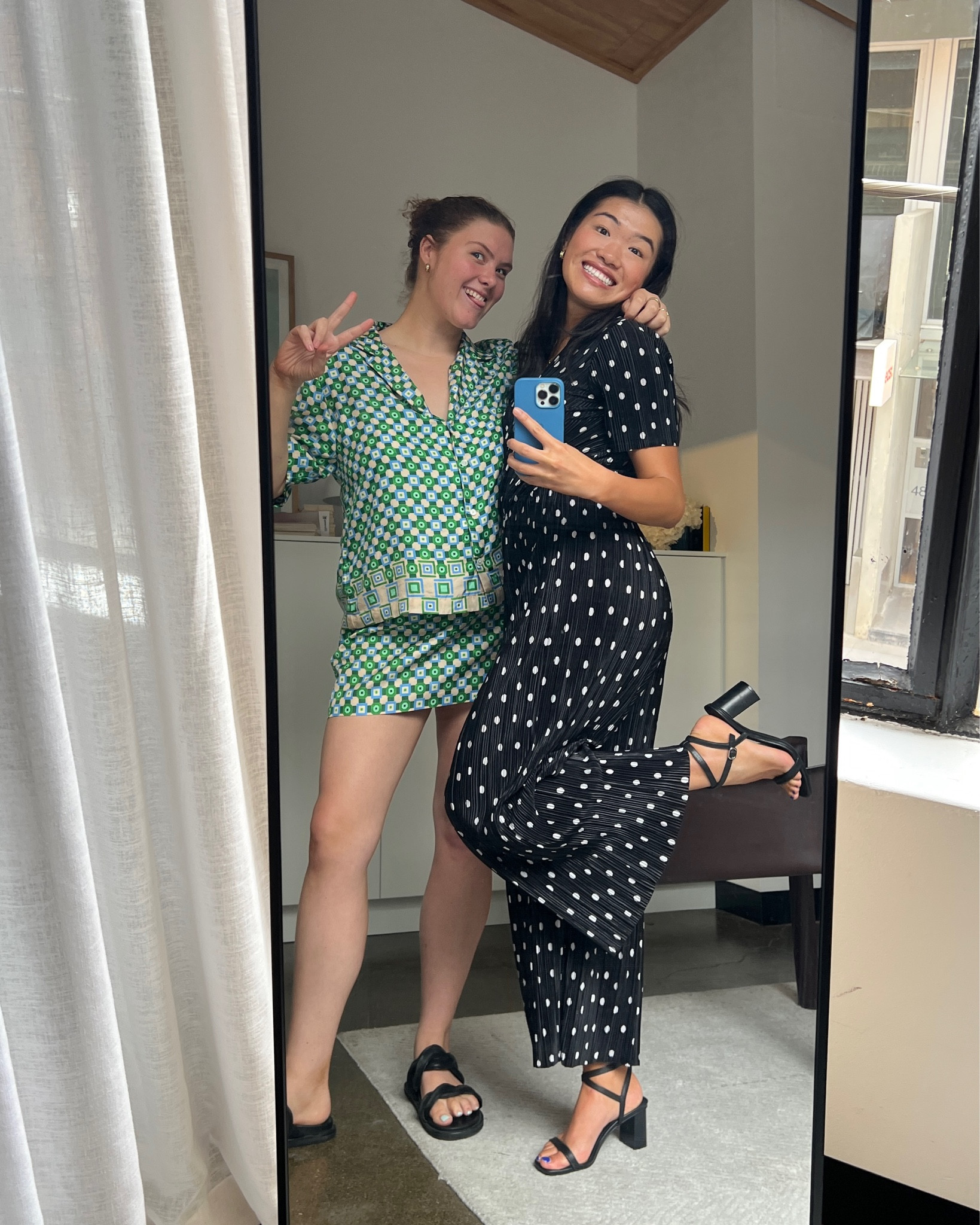 Choo and Emily’s outfits for team lunch. 