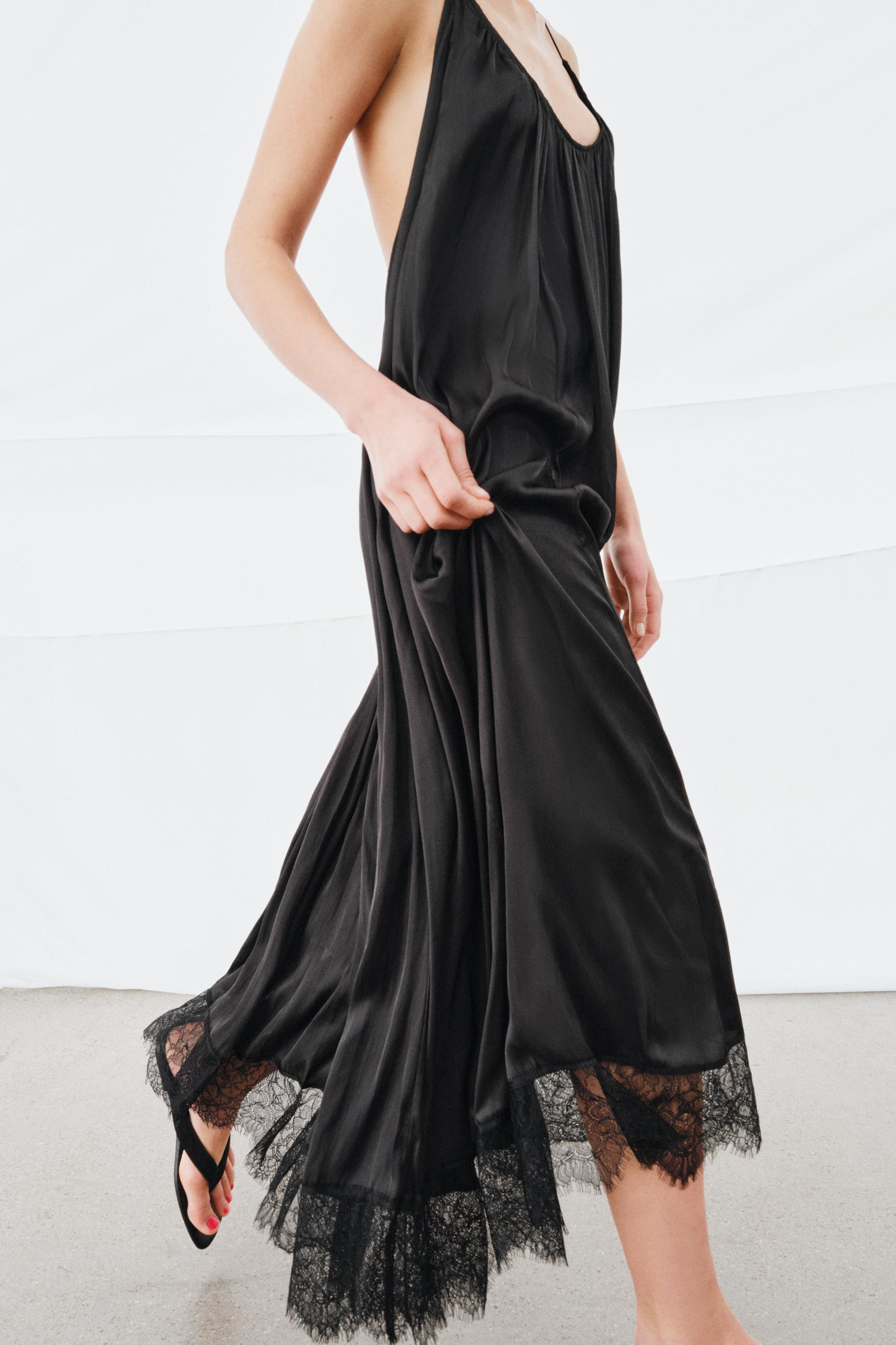ZW COLLECTION LACE SATIN HALTER DRESS | Zara UK
