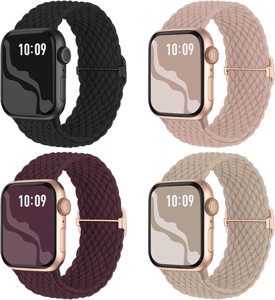 Braided Stretchy Solo Loop Compatible for Apple Watch Band 38mm 40mm 41mm 42mm 44mm 45mm 46mm 49m... | Amazon (US)