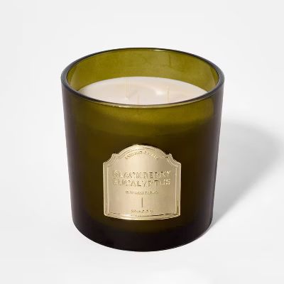 3-Wick Blackberry and Eucalyptus 20oz Glass Jar with Metal Label Candle Green - Threshold™ desi... | Target