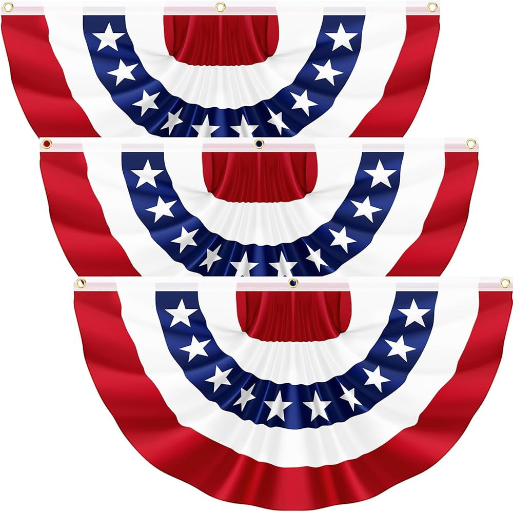 3Pack 3x6 FT American Pleated Fan Flag, USA Patriotic Half Fan Bunting Flag, 4th of July Flags De... | Amazon (US)