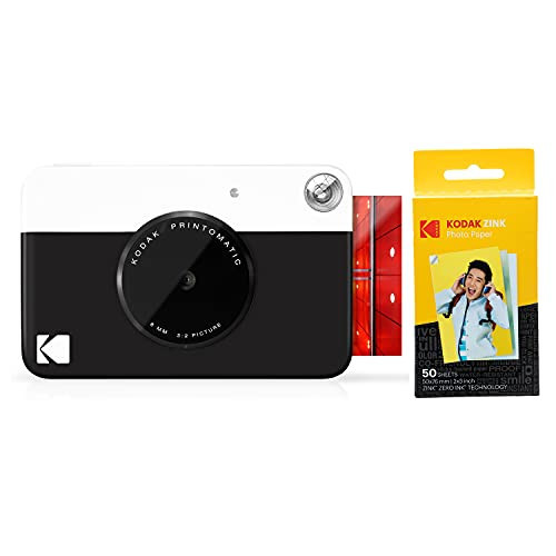 Kodak PRINTOMATIC Digital Instant Print Camera (Black) with Kodak 2ʺx3ʺ Premium ZINK Photo Paper (50 Sheets) | Amazon (US)