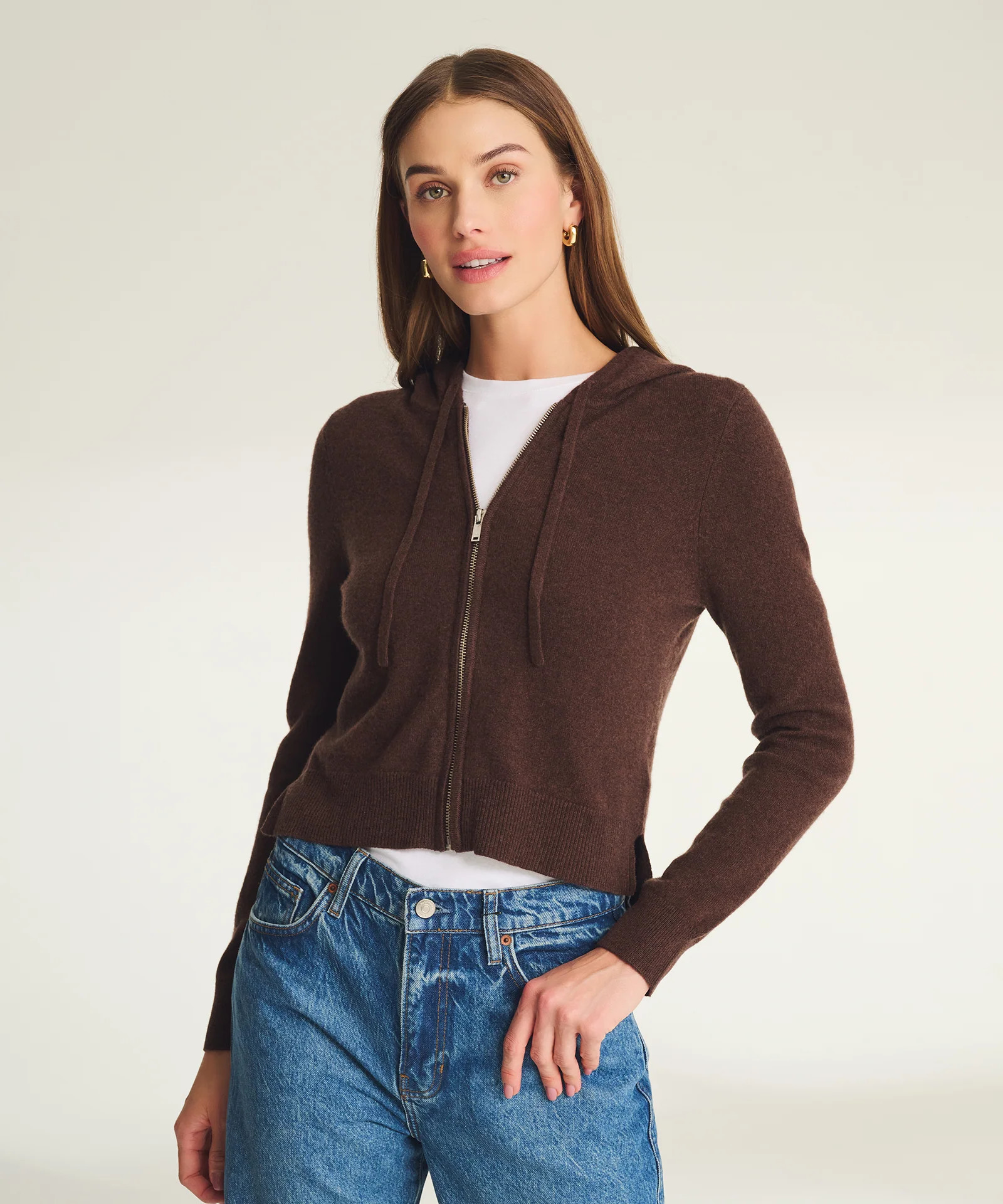 Signature Cashmere Cropped Zip Up Hoodie | NAADAM
