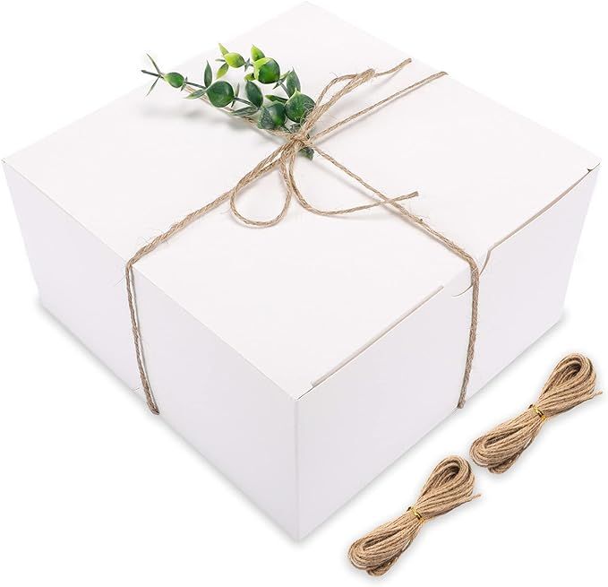 Moretoes White Gift Boxes 12 Pack 8x8x4 Inches, Paper Gift Box with Lids for Wedding Present, Bri... | Amazon (US)