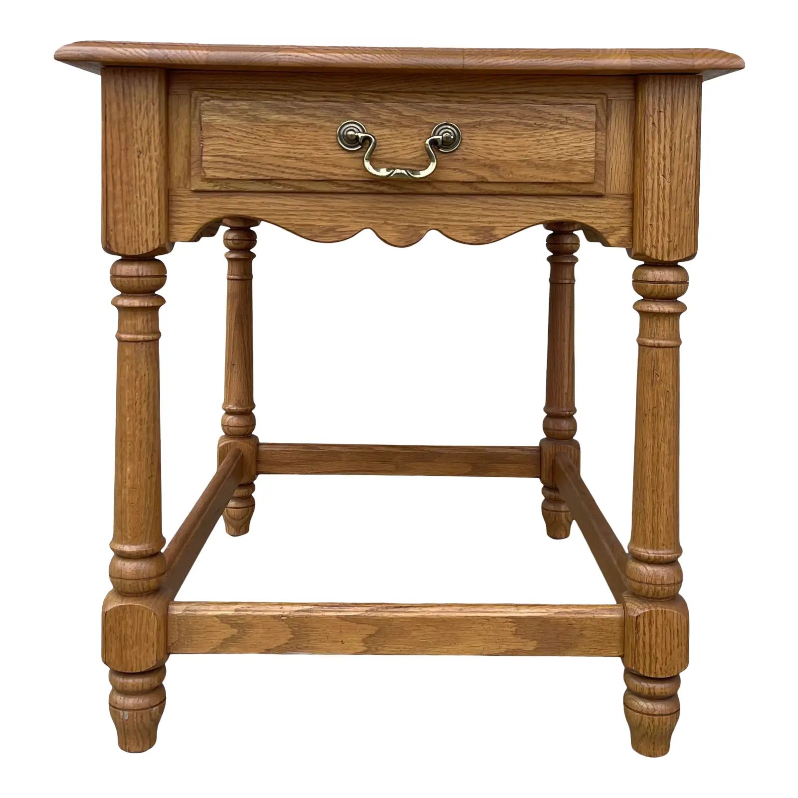 Ethan Allen Canterbury Oak 1 Drawer Side Table | Chairish