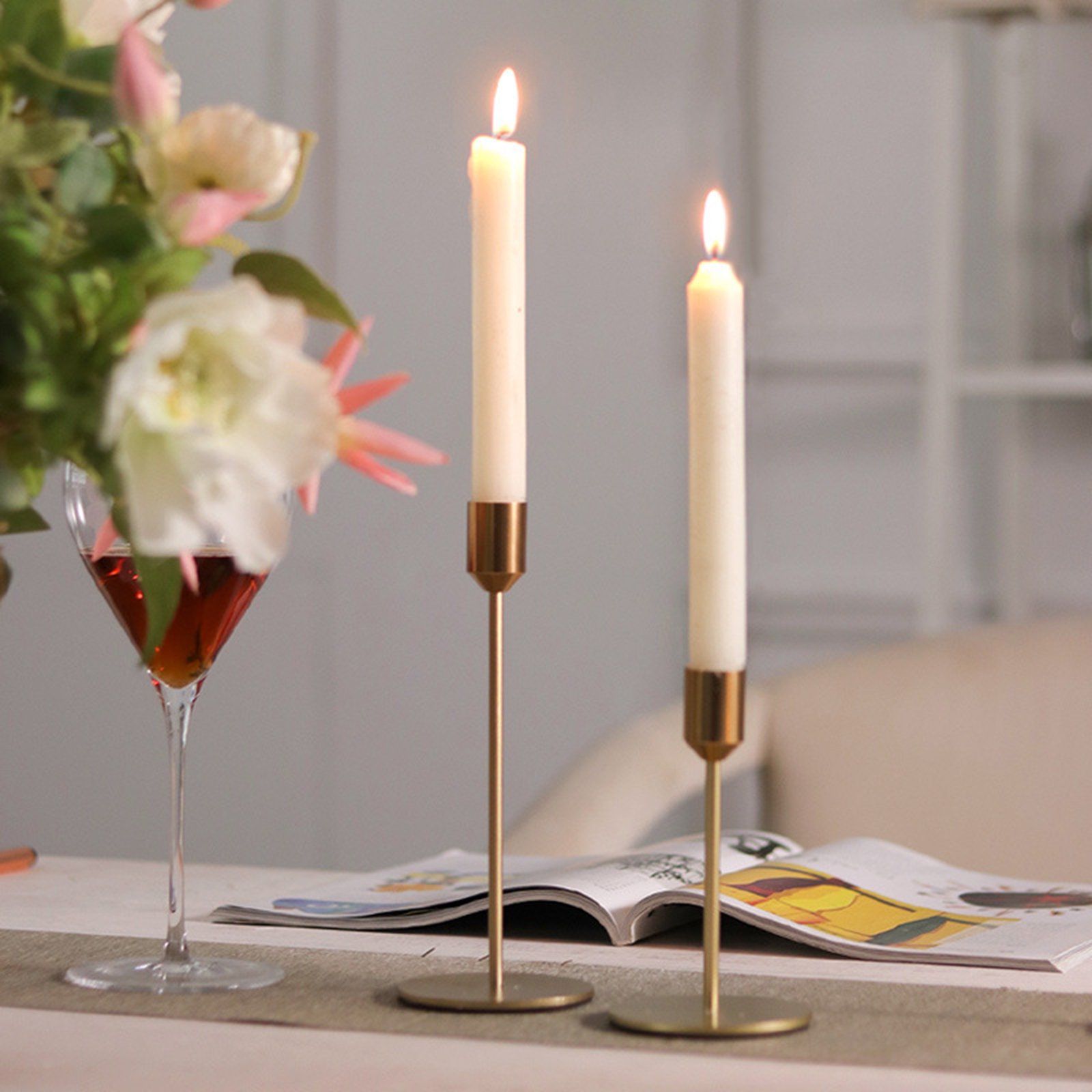 Gold Metal Candlestick Holders, Taper Candle Holders Decorative Candle Stand | Walmart (US)