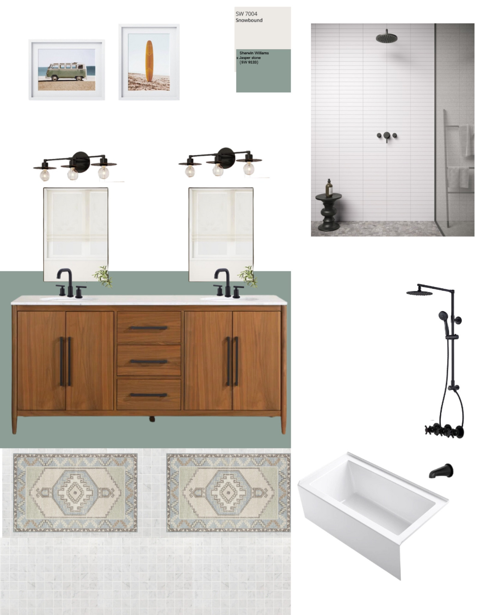 Calm but colorful guest bathroom with a midcentury California casual feel. 

#LTKhome