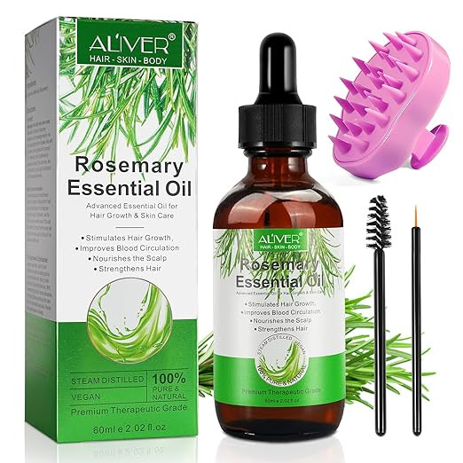 Organic Rosemary Oil for Hair Growth 2.02 Fl Oz with Scalp Massager, Pure Rosemary Essential Oil ... | Amazon (US)