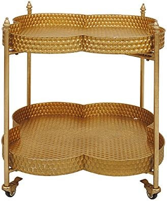 Creative Co-Op Metal Clover Shaped 2-Tier Bar Cart, Gold | Amazon (US)