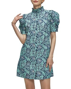 Ladyful Women's Summer Floral Dress Short Sleeve Button Down Shirt Mini Dress Ruffle Mock Neck Sh... | Amazon (US)