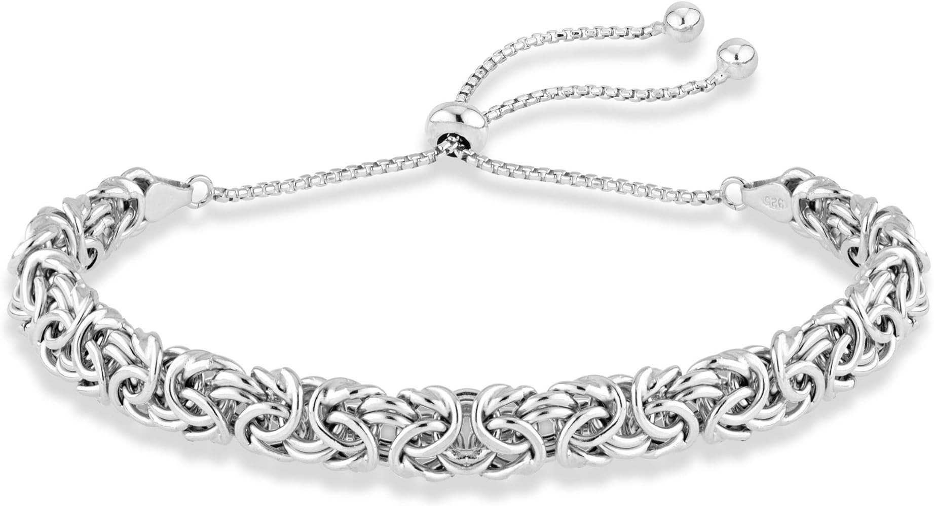 Miabella Italian 925 Sterling Silver Byzantine Bolo Bracelet for Women, Adjustable Bracelet Handm... | Amazon (US)
