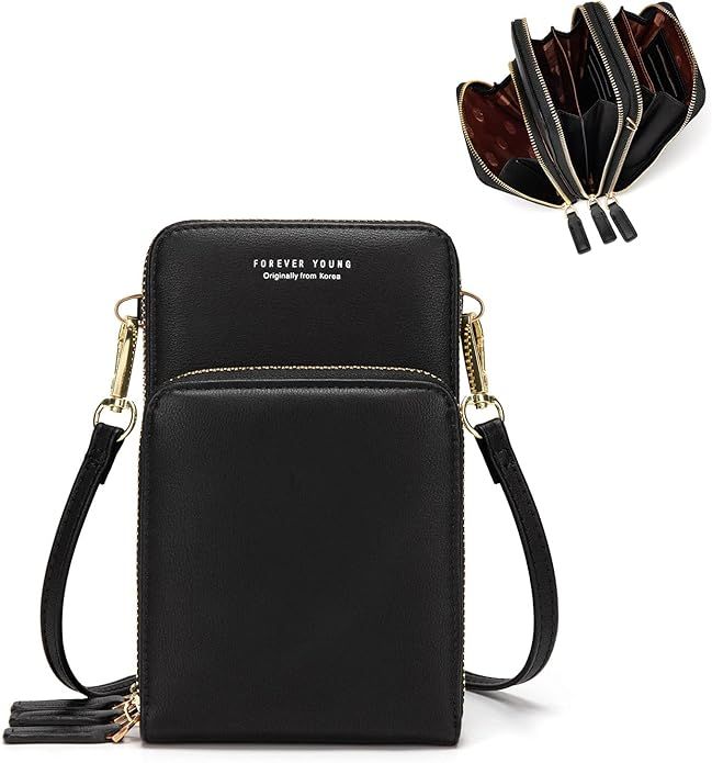 Small Crossbody Cell Phone Purse for Women, Mini Messenger Shoulder Handbag Wallet with Credit Ca... | Amazon (US)