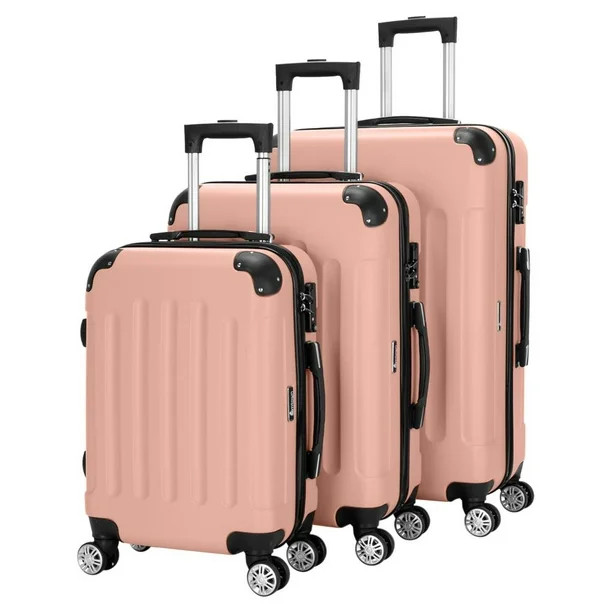 Zimtown Hardside Lightweight Spinner Rose Gold 3 Piece Luggage Set with TSA Lock - Walmart.com | Walmart (US)