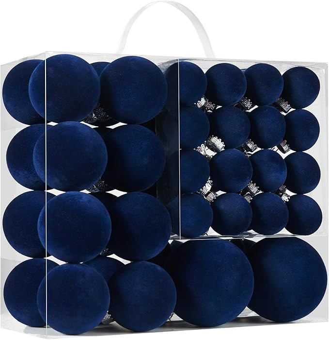 Velvet Christmas Ball Ornaments Set-46pcs Flocked Shatterproof Christmas Tree Decorations Plastic... | Amazon (US)