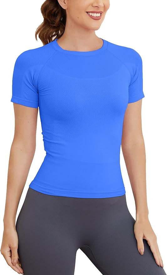 MathCat Short Sleeve Workout Tops for Women, Seamless Workout Shirts for Women, Yoga Athletic Shi... | Amazon (US)