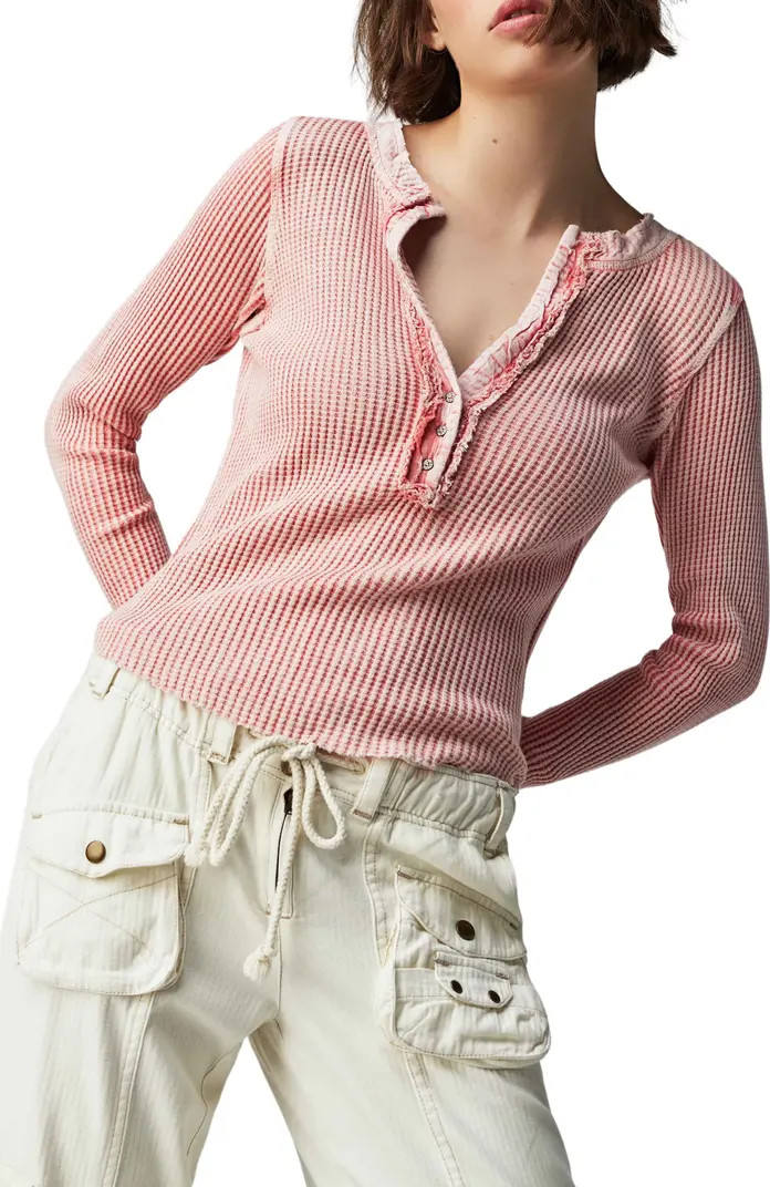 Free People Colt Long Sleeve Waffle Knit Henley | Nordstrom | Nordstrom