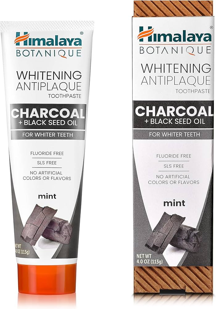 Himalaya Botanique Whitening Antiplaque Toothpaste with Charcoal and Black Seed Oil for Whiter Te... | Amazon (US)