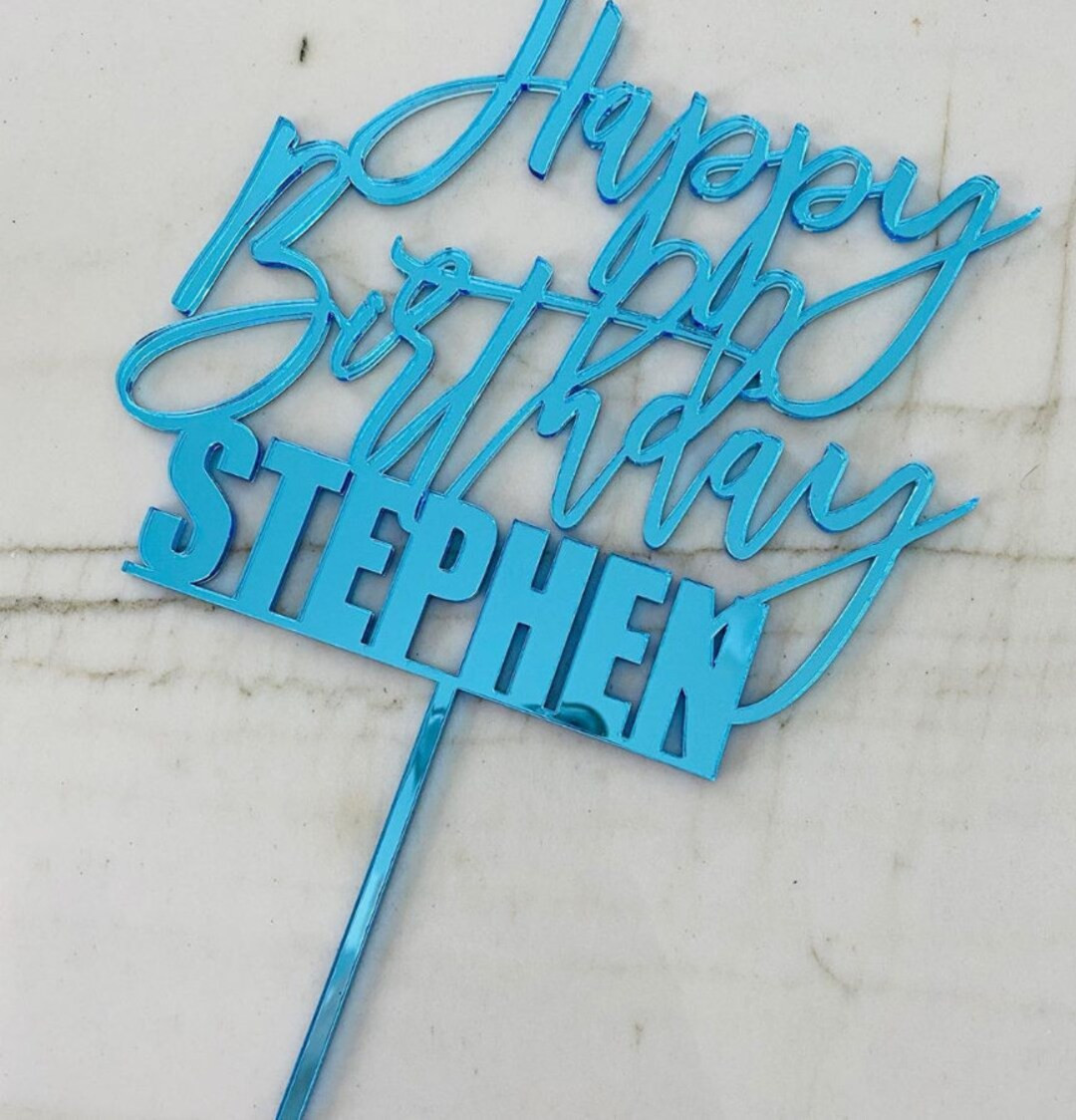 Custom Happy Birthday | Acrylic | Wood | Mirror | Cake topper | Laser Cut | Party Decorations | C... | Etsy (US)