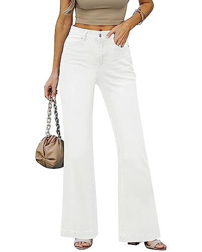 LookbookStore Wide Leg Jeans High Waisted Wide Leg Pants Concert Outfits Womens Jeans Stretchy Nashville Outfits Brilliant White Size XX-Large Fits Size 20 22 | Amazon (US)