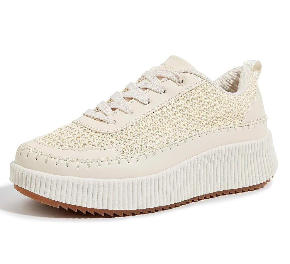 LUCKY STEP Women's Platform Sneakers Rhinestone Fashion Chunky Casual Sparkly Retro Braided Walki... | Amazon (US)