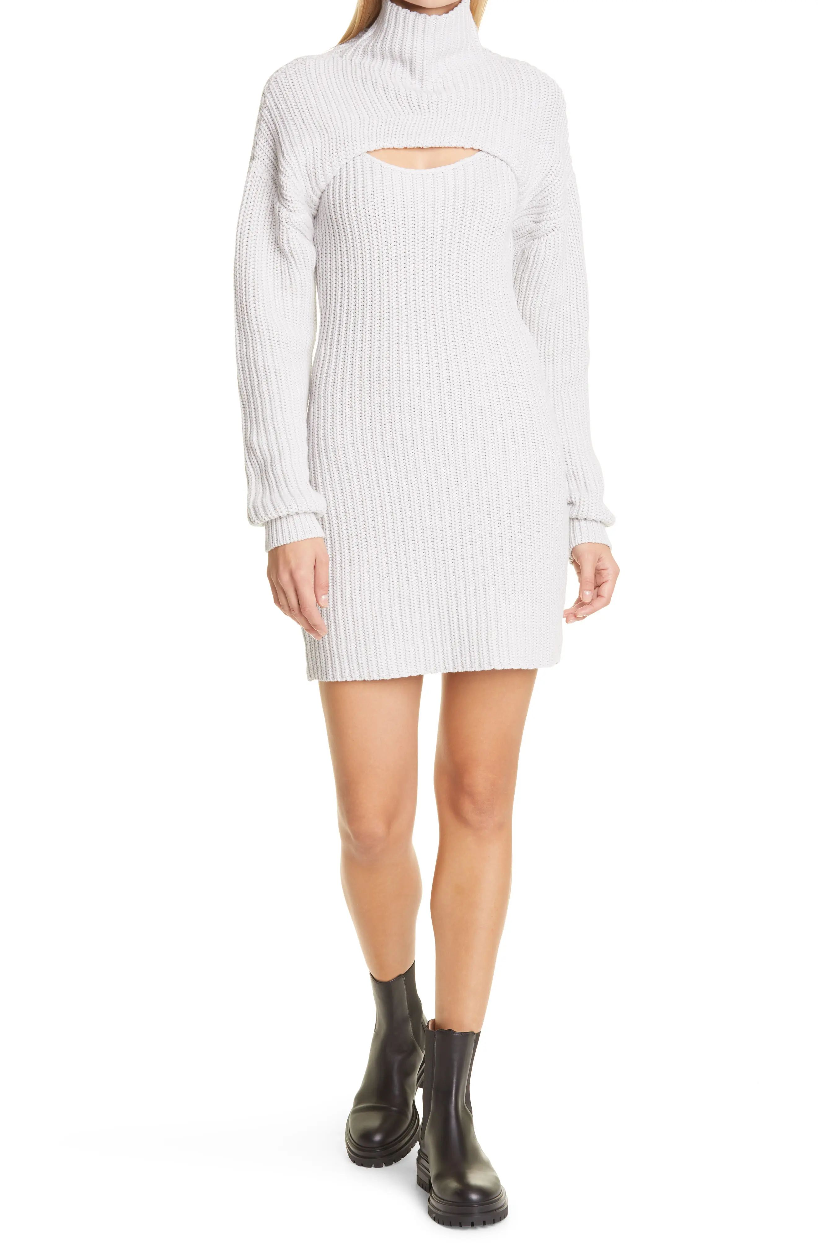 RtA Jady Cotton Knit Dress & Shrug, Size Large in Lead Crystal at Nordstrom | Nordstrom