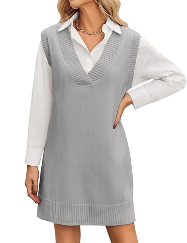 Zeagoo Womens Dresses Womens Vest Sleeveless Sweater Tops Vest Top Plus Oversized Sweater Dress Black Sweater Vest Black Vest Top Cute Fall Dresses 2025 Trendy | Amazon (US)