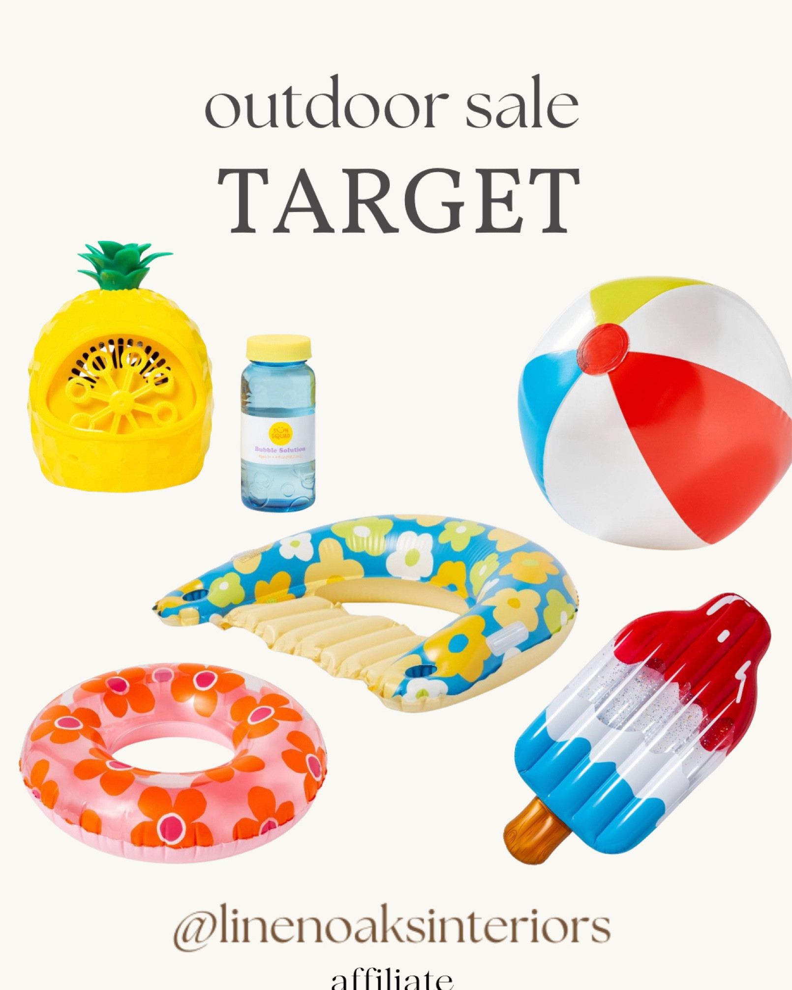 Outdoor fun!
Beach fun

Floaties
Bubble machine
Summer sale 

#LTKSeasonal #LTKFamily #LTKSaleAlert