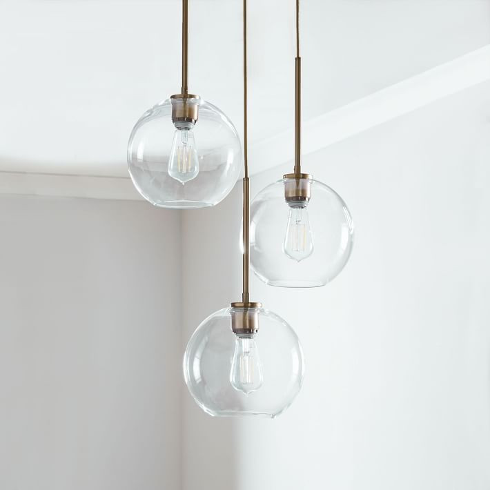 Sculptural Glass 3-Light Globe Chandelier - Clear | West Elm (US)