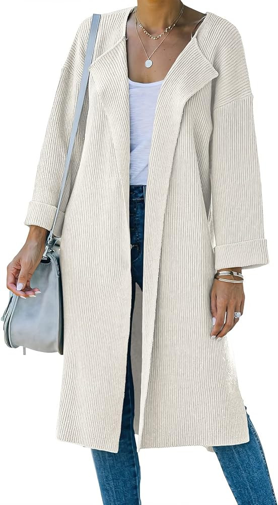 ANRABESS Women’s Open Front Cardigan 3/4 Sleeve Draped Lapel Loose Boyfriend Slouchy Knitted Sl... | Amazon (US)