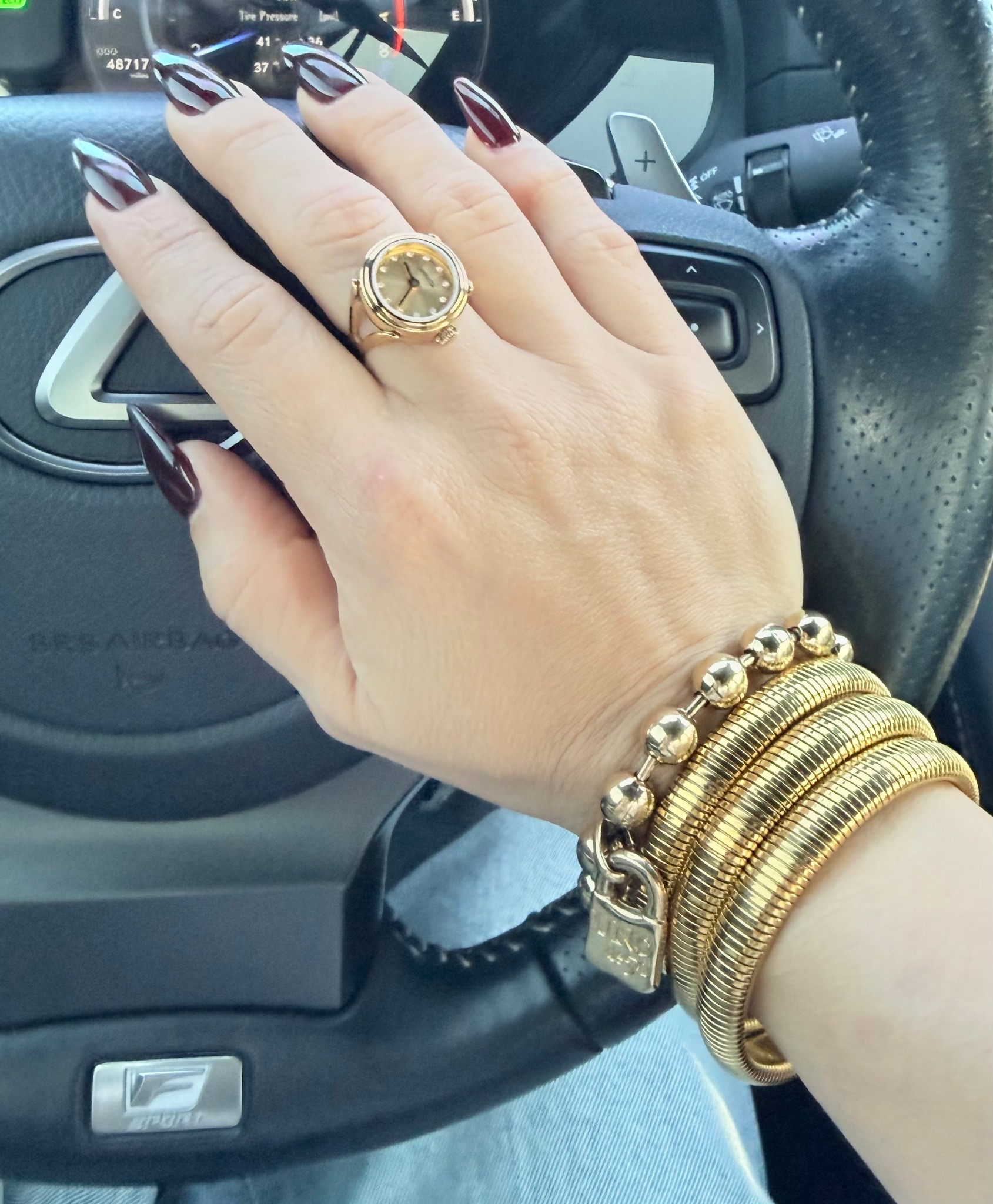 Jewelry 
Ring watch 
Uno de 50 bracelet 
3 gold bangels


#LTKSaleAlert #LTKmomlife #LTKBeauty