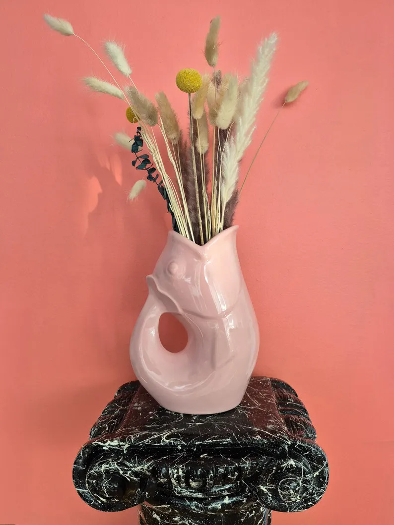 Vintage 2006 Pink Gurgle Pot | Retro Fish Shaped Vase - Etsy | Etsy (US)