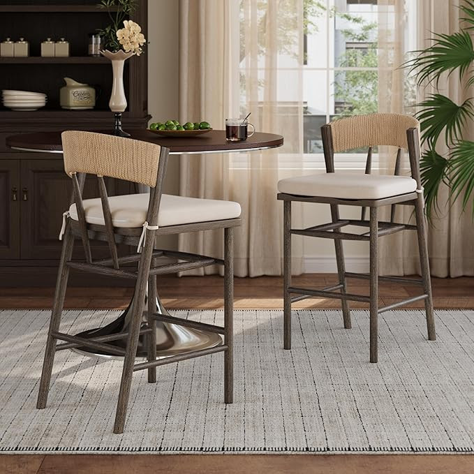 Christopher Knight Home Vera Wooden Counter Height Bar Stools Set of 2, Counter Stools with Thick... | Amazon (US)