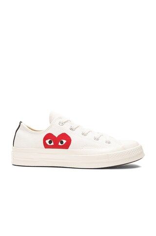 COMME des GARCONS PLAY Converse Large Emblem Low Top Canvas Sneakers in White | FWRD | FWRD 
