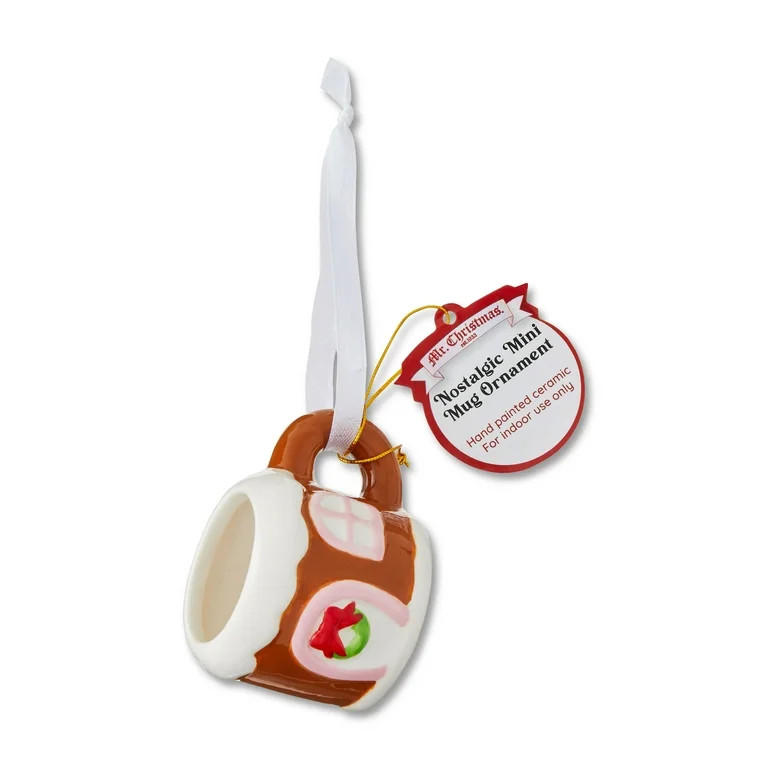 Mr. Christmast Gingerbread House Mini Mug Ornament 1.5", Brown | Walmart (US)
