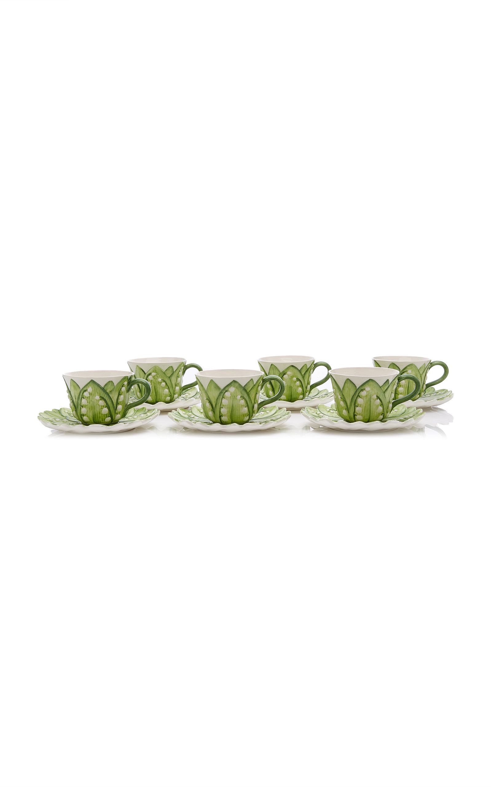 Set-of-Six Lily Of The Valley Ceramic Breakfast Cup and Saucer | Moda Operandi (Global)