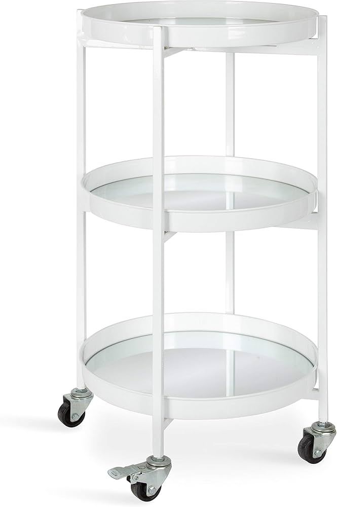 Kate and Laurel Celia Modern Glam 3-Tier Bar Cart, 14 x 14 x 28, White, Decorative Round Serving ... | Amazon (US)