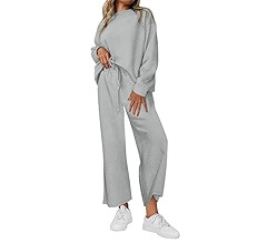 PRETTYGARDEN Women's 2 Piece Outfits Fall Casual Long Sleeve Pullover Tops and Wide Leg Pants Kni... | Amazon (US)