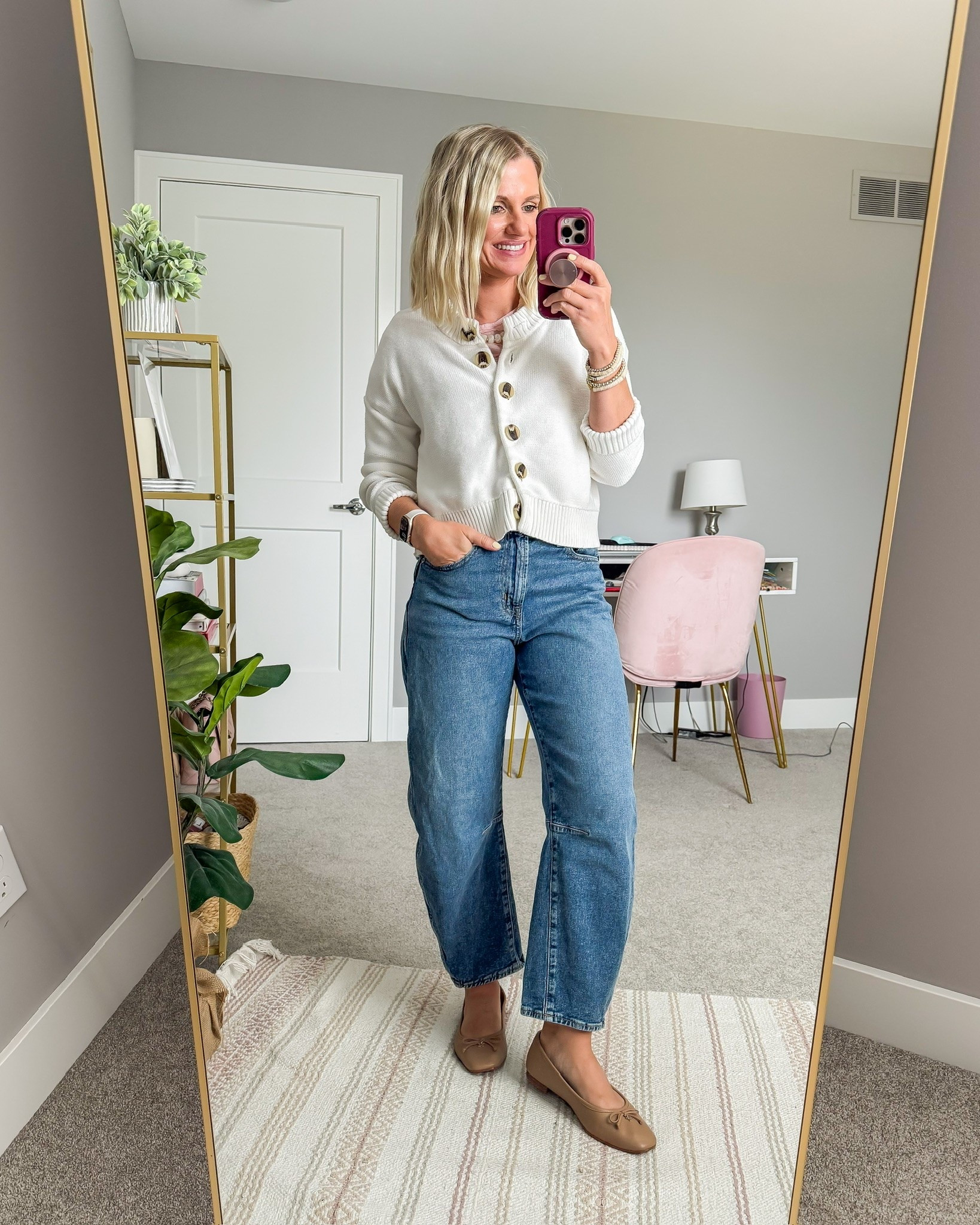 Teacher capsule wardrobe for Fall 2026 outfit idea with barrel jeans.

#LTKootd #LTKOver40 #LTKSeasonal