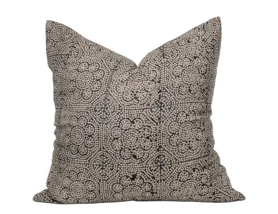 Jane Floral Pillow Cover in Noir, Designer Pillow Covers, Decorative Pillows | Etsy (US)