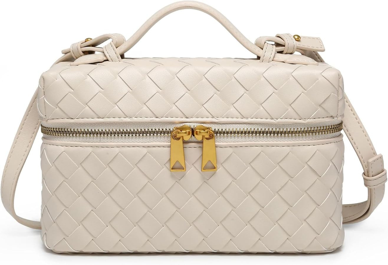 Rejolly Top-Handle Pouch Handbag for Women Woven Leather Vanity Case Designer Crossbody Bag Quiet... | Amazon (US)