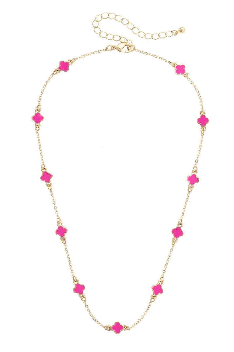Margaret Dainty Clover Necklace in Pink | CANVAS